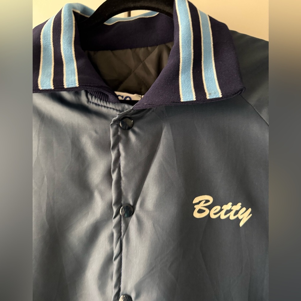 Vintage varsity BETTY Reedsville Fire Fighters Jacket with Striped Contrast xl
